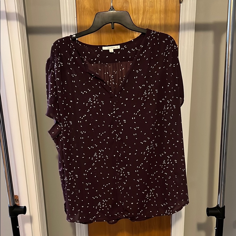 Fun 2 Fun Red Sleeveless Blouse with Playful Pattern